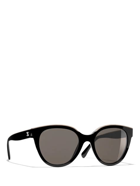 chanel oval sunglasses ch5414 black/beige|CHANEL.